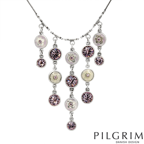 PILGRIM- PURPLE CRYSTALS CHANDELIER NECKLACE